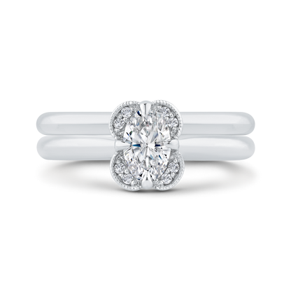 Oval Cut Diamond Engagement Ring in 14K White Gold