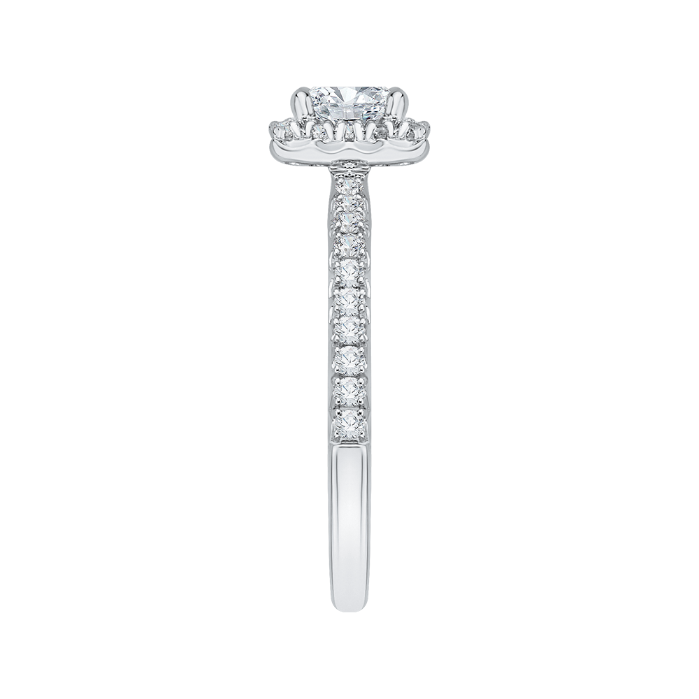 Princess Cut Diamond Halo Engagement Ring in 14K White Gold