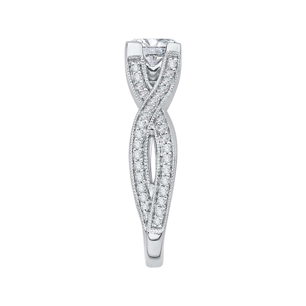 Split Shank Princess Cut Diamond Engagement Ring in 14K White Gold