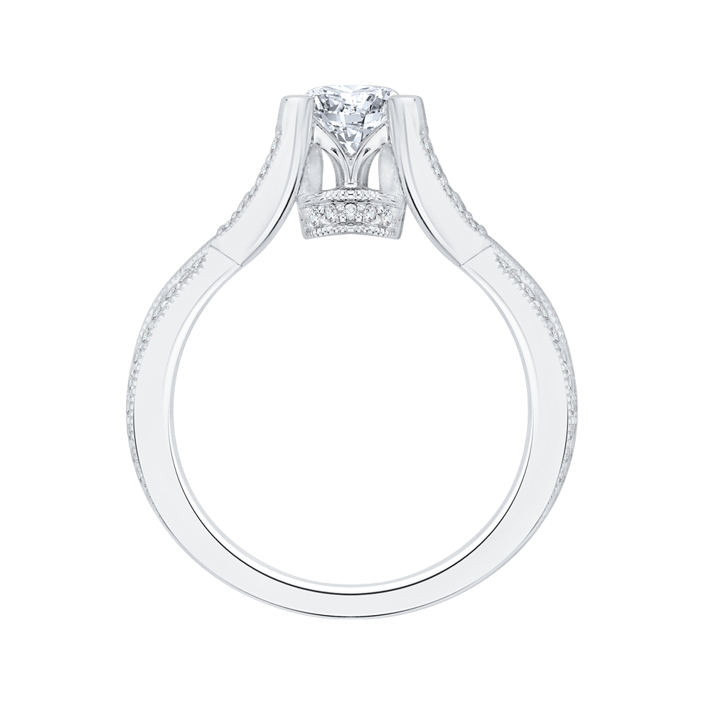 Split Shank Princess Cut Diamond Engagement Ring in 14K White Gold