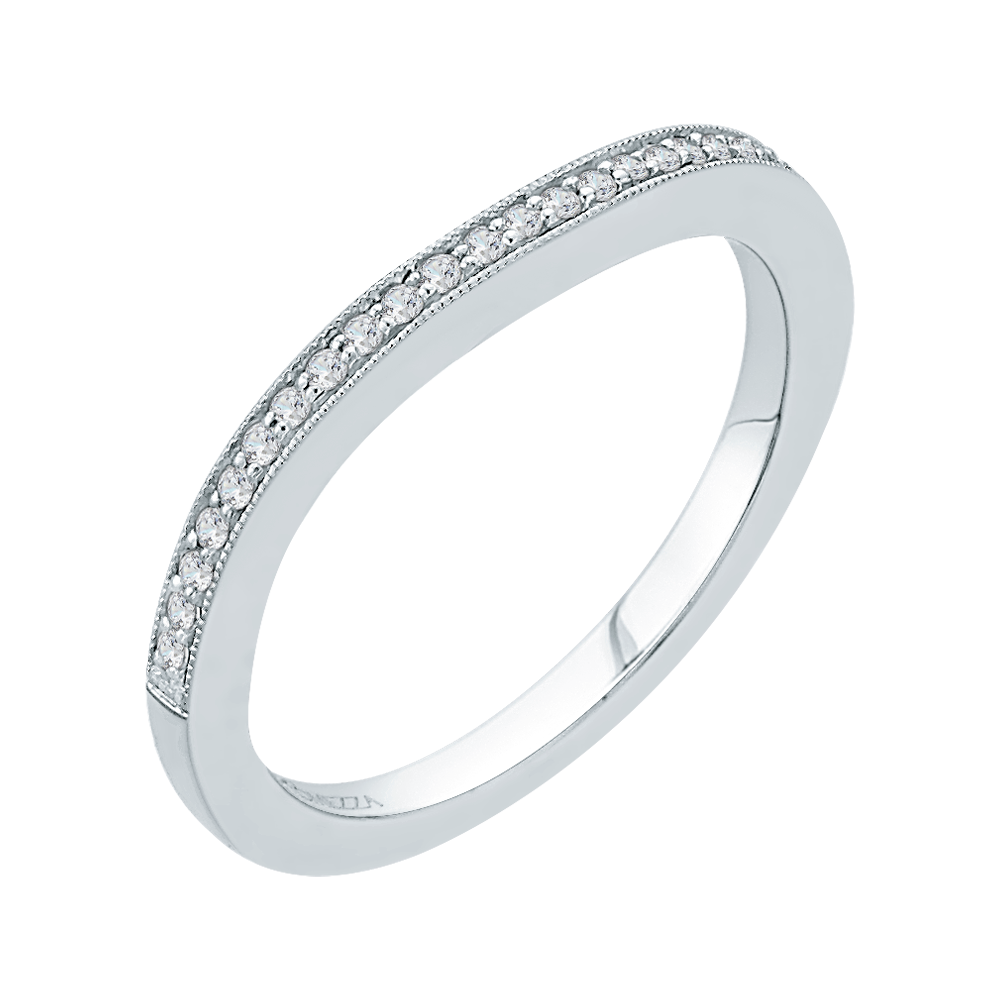 Round Diamond Half-Eternity Wedding Band in 14K White Gold