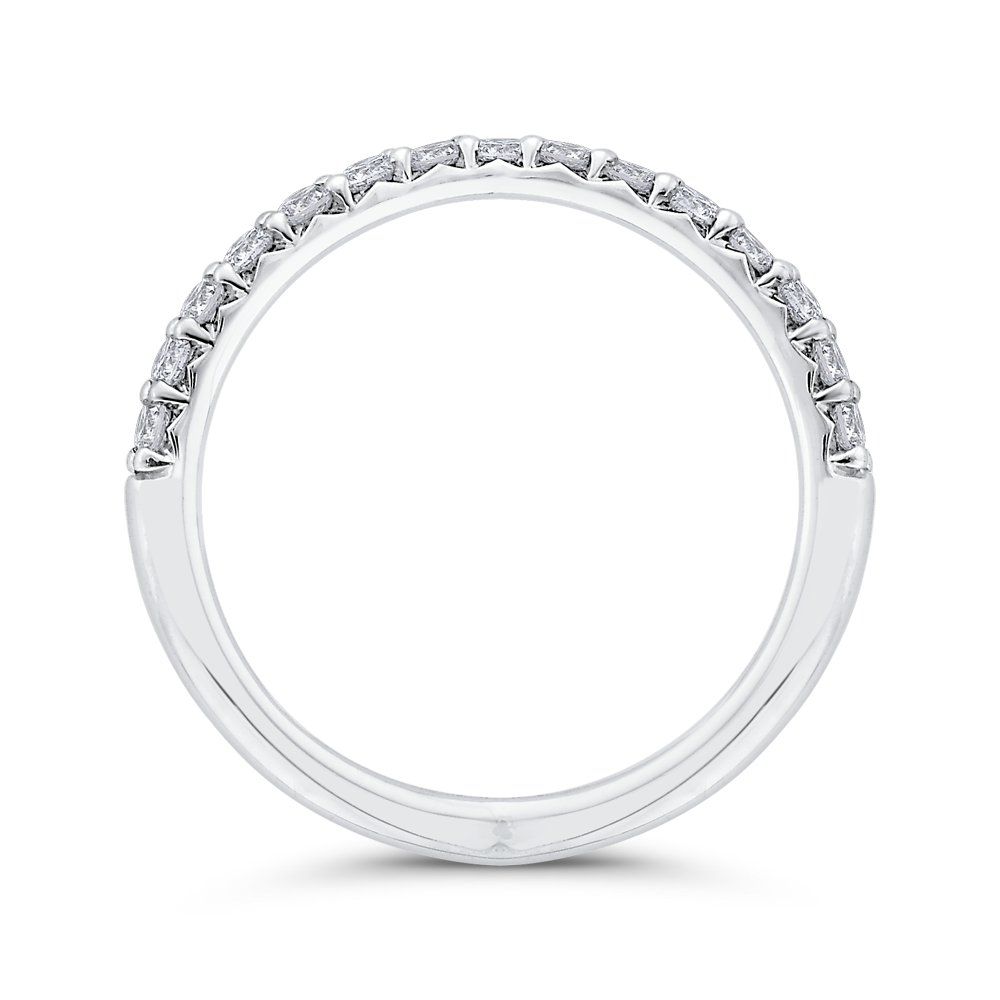 Diamond Counter Wedding Band in 14K White Gold