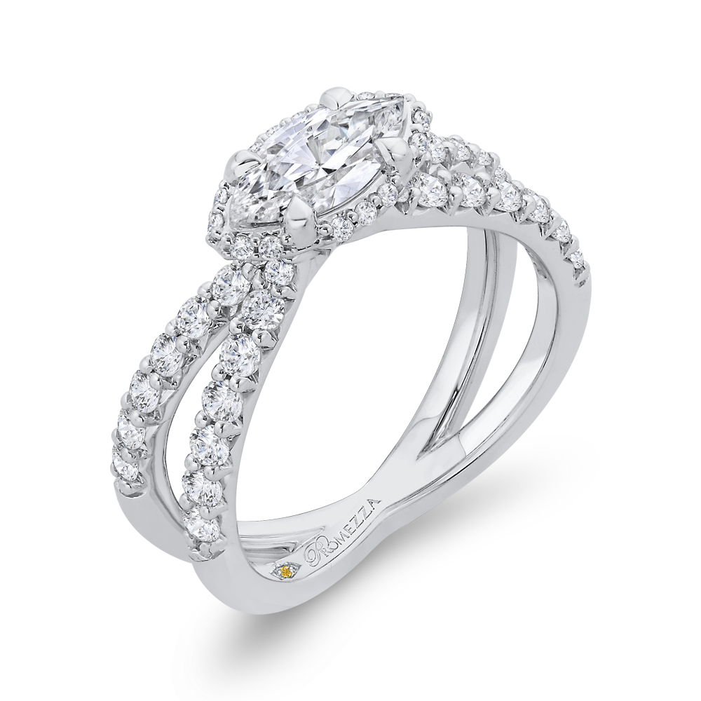 Split Shank Marquise Cut Diamond Engagement Ring in 14K White Gold