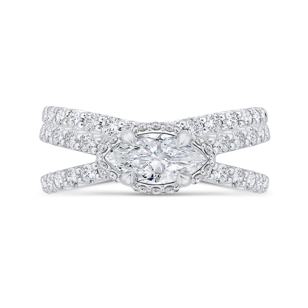 Split Shank Marquise Cut Diamond Engagement Ring in 14K White Gold