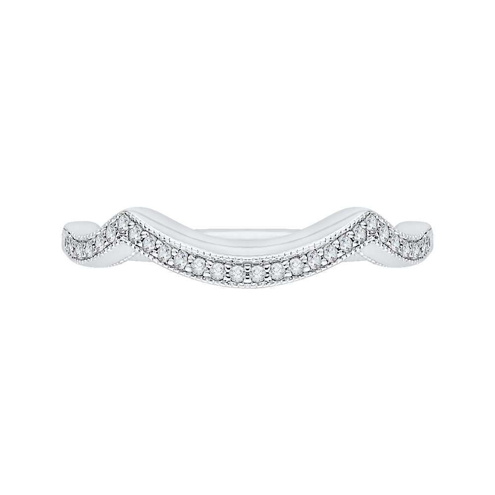 Round Diamond Half-Eternity Wedding Band in 14K White Gold