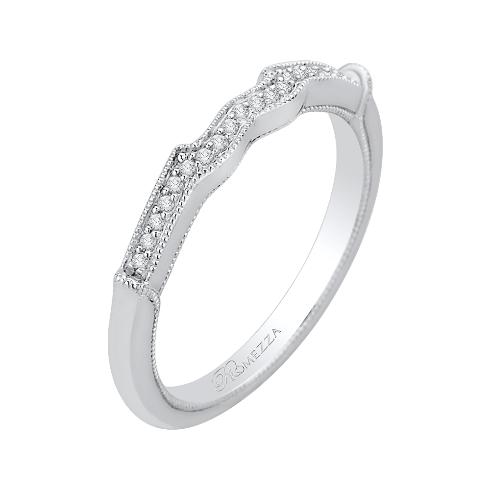 Round Diamond Wedding Band in 14K White Gold