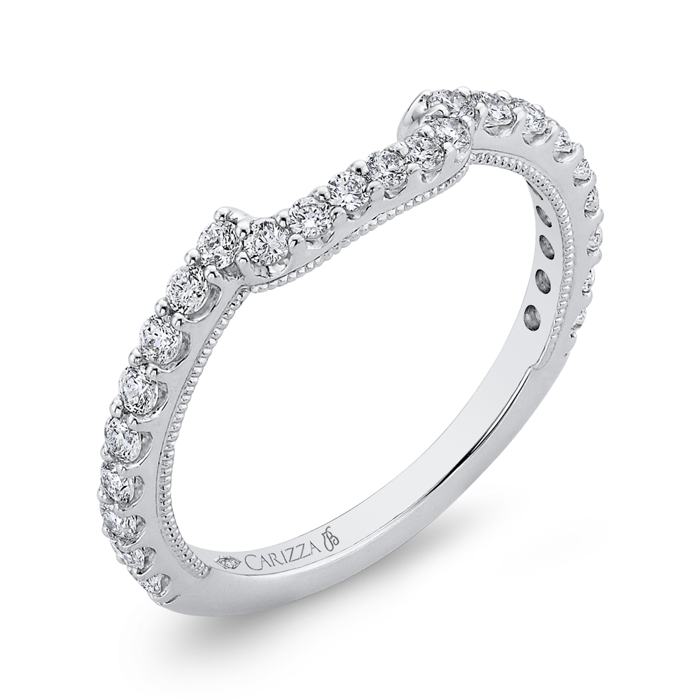 Round Diamond Wedding Band in 18K White Gold