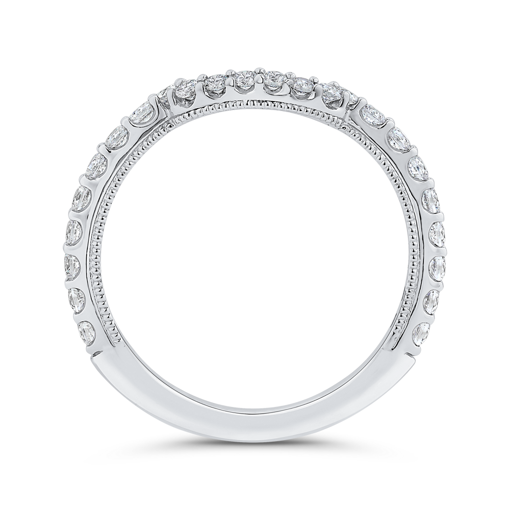 Round Diamond Wedding Band in 18K White Gold