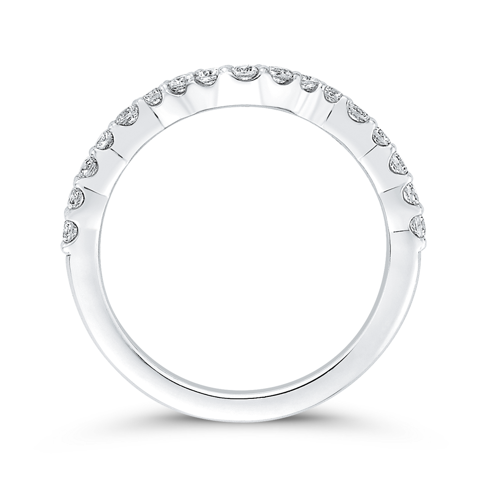 Round Diamond Wedding Band in 18K White Gold