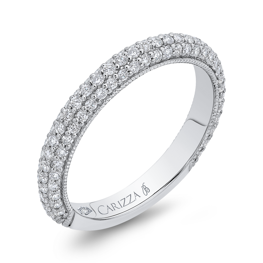 Round Diamond Wedding Band in 18K White Gold