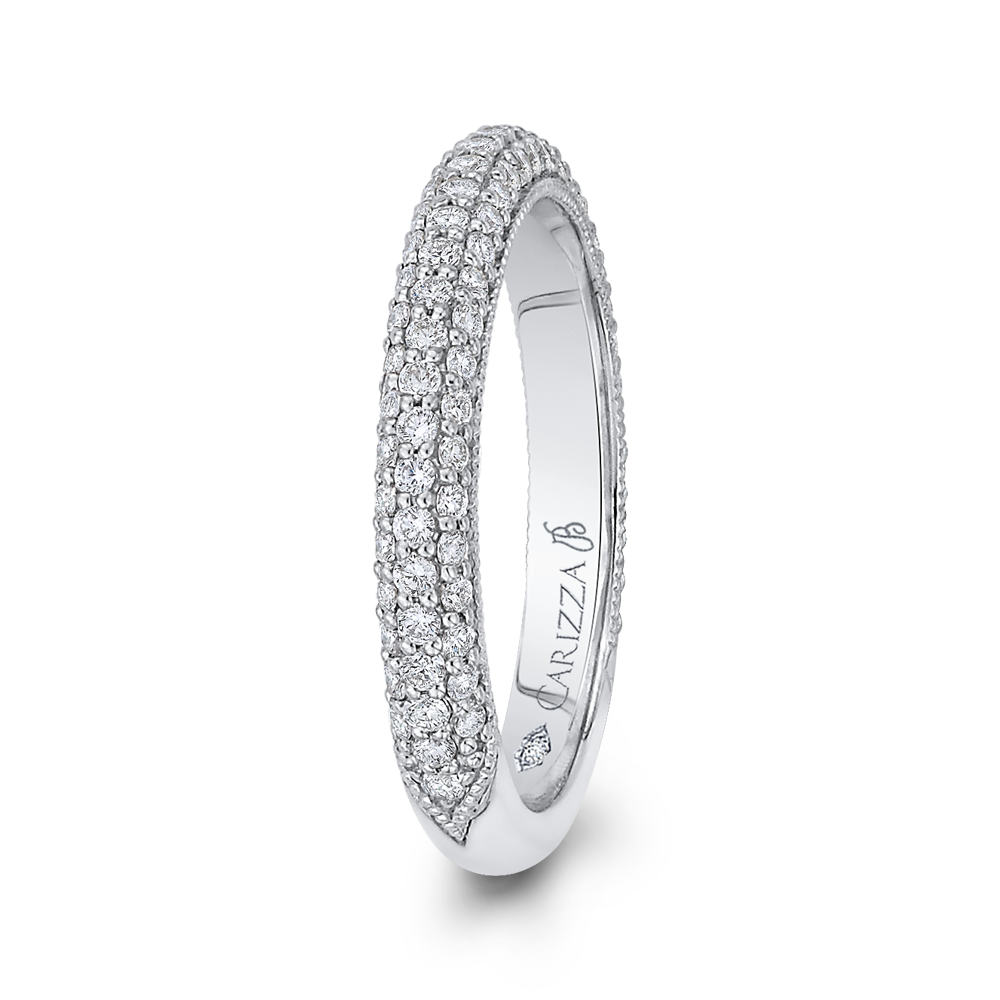 Round Diamond Wedding Band in 18K White Gold