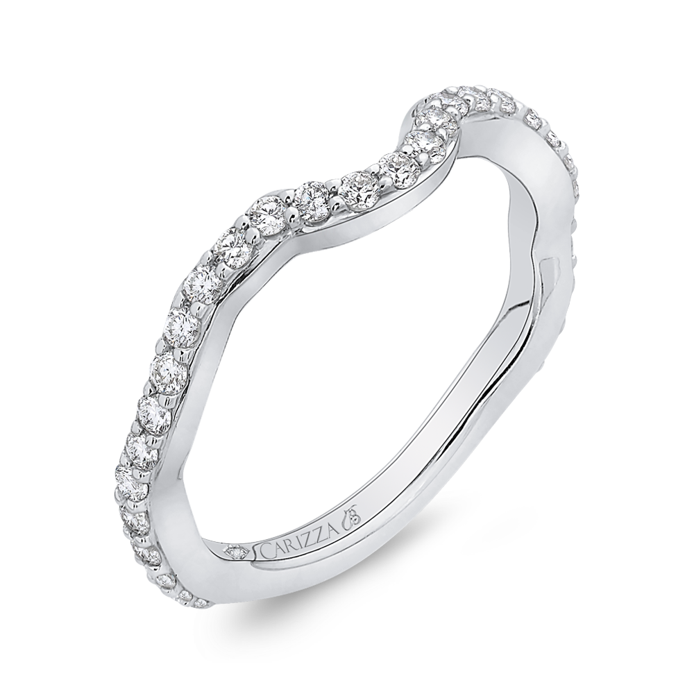 Round Diamond Wedding Band in 18K White Gold