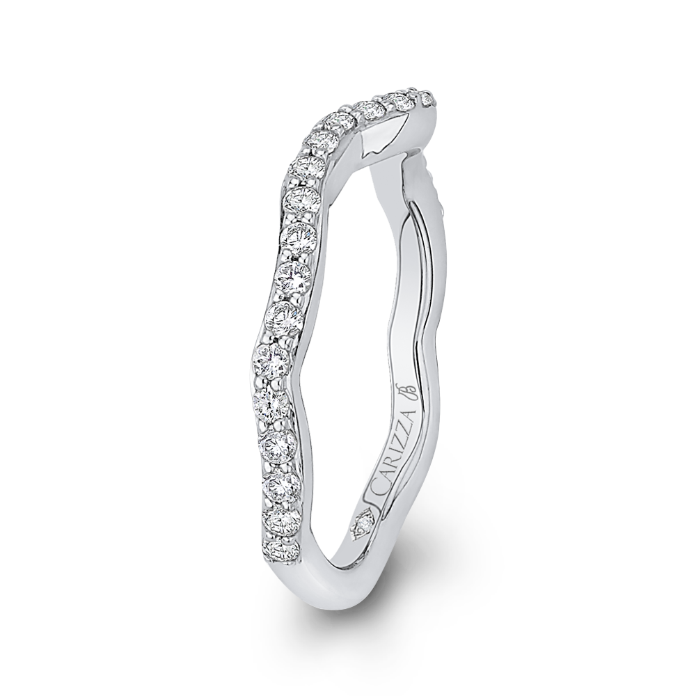 Round Diamond Wedding Band in 18K White Gold