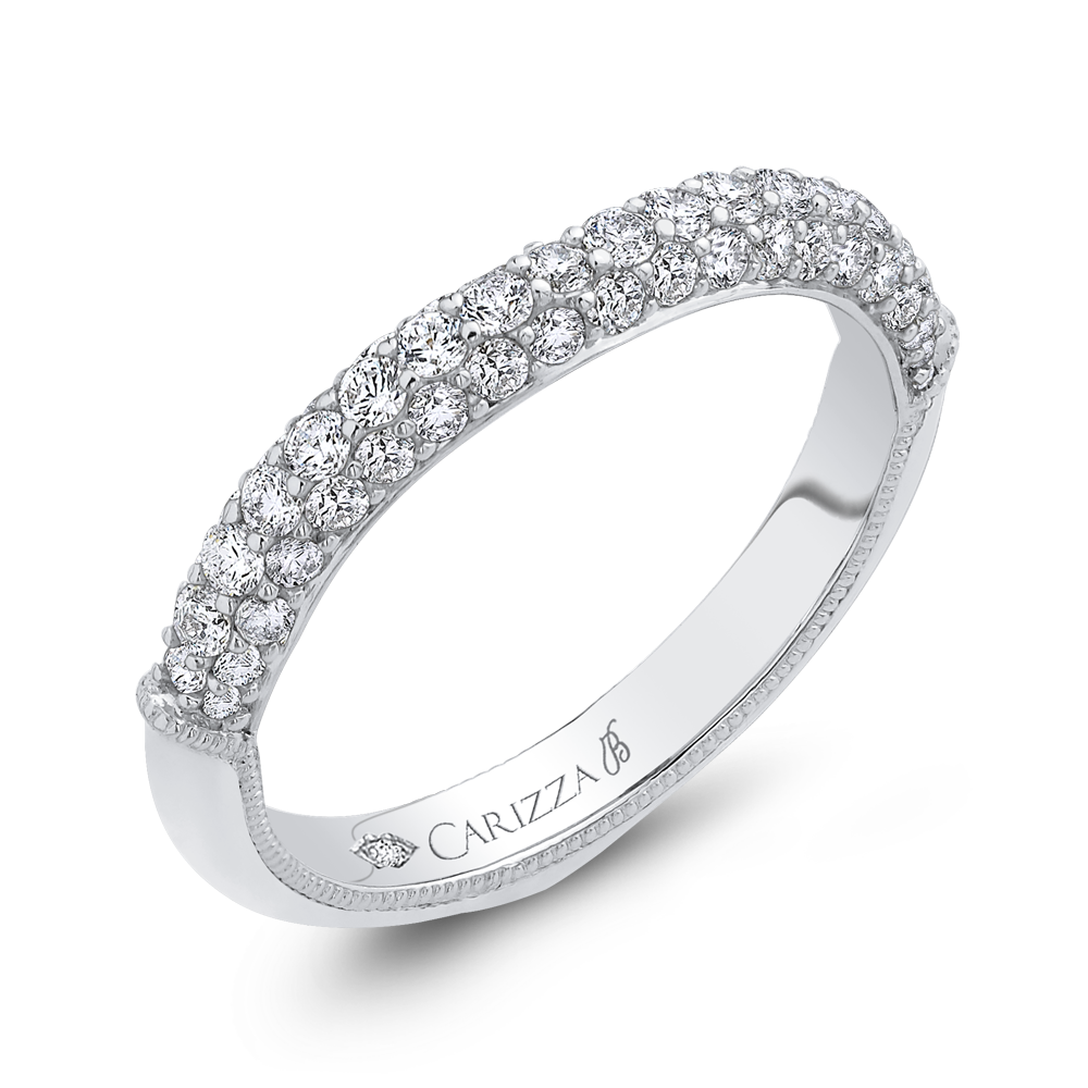 Round Diamond Wedding Band in 18K White Gold