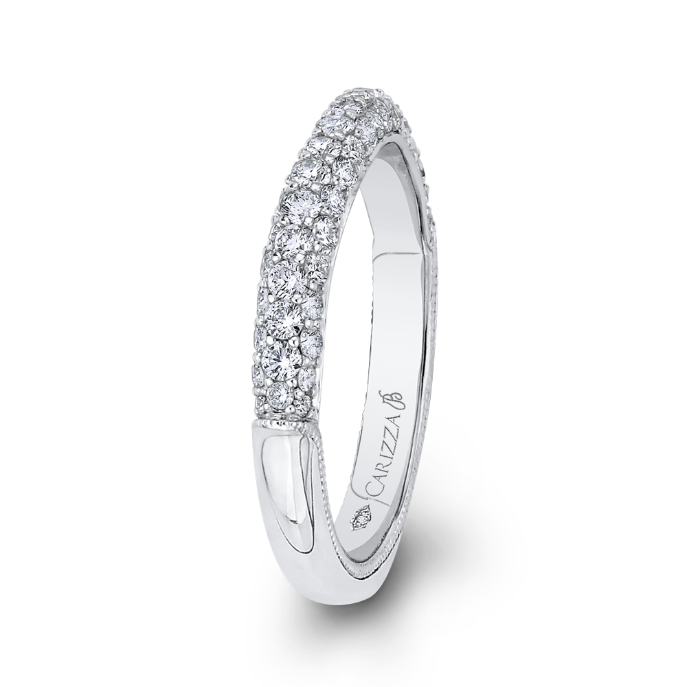 Round Diamond Wedding Band in 18K White Gold
