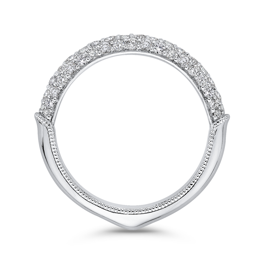 Round Diamond Wedding Band in 18K White Gold