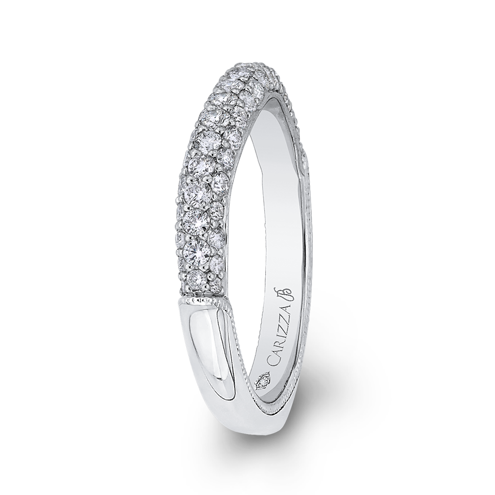 Round Diamond Wedding Band in 18K White Gold