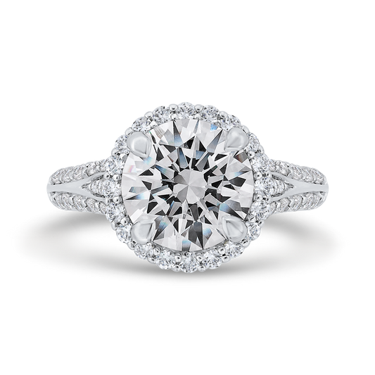 Split Shank Diamond Halo Engagement Ring Split Shank  in 18K White Gold (Semi-Mount)