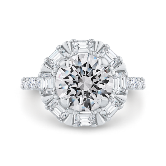 Diamond Halo Engagement Ring in 18K White Gold (Semi-Mount)