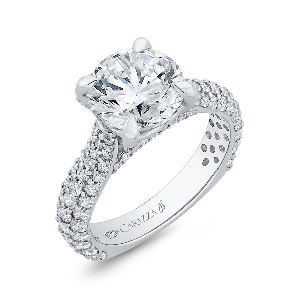 Euro Shank Diamond Engagement Ring in 18K White Gold (Semi-Mount)