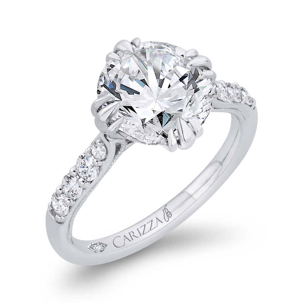 Diamond Engagement Ring in 18K White Gold (Semi-Mount)