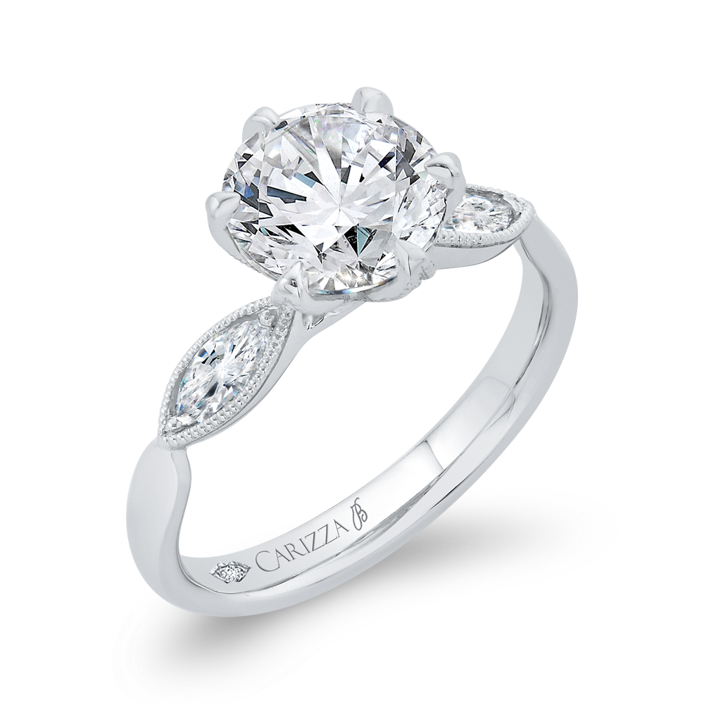 Diamond Engagement Ring in 18K White Gold (Semi-Mount)