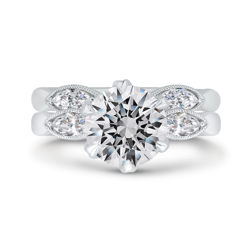 Diamond Engagement Ring in 18K White Gold (Semi-Mount)