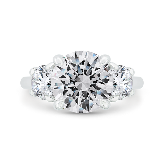 Round Diamond Three-Stone Plus Engagement Ring in 14K White Gold (Semi-Mount)