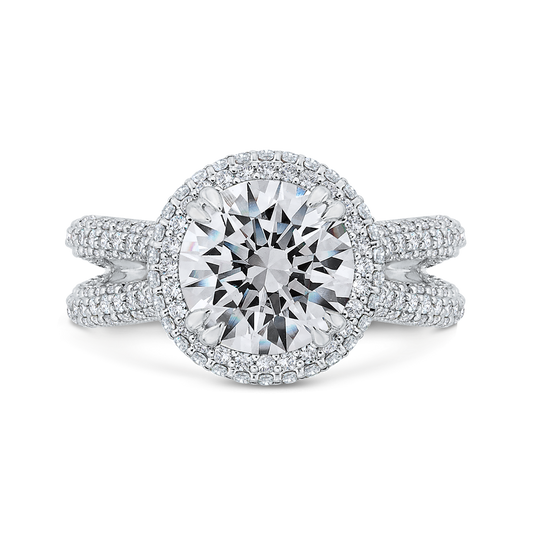 Split Shank Diamond Double Halo Engagement Ring in 14K White Gold (Semi-Mount)
