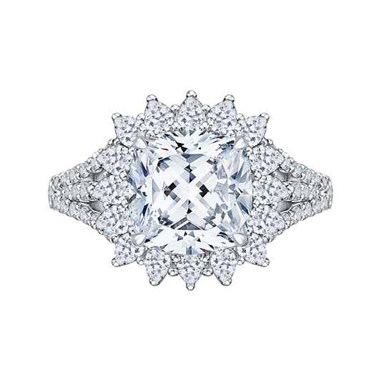 Split Shank Cushion Cut Diamond Split Shank Engagement Ring in 18K White Gold (Semi-Mount)