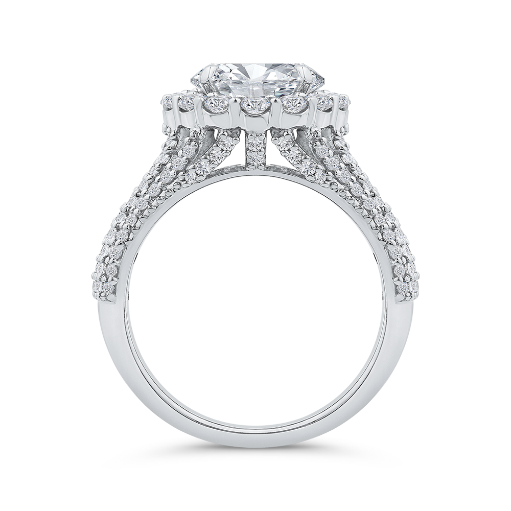 14K White Gold Oval Cut Diamond Engagement Ring (Semi-Mount)
