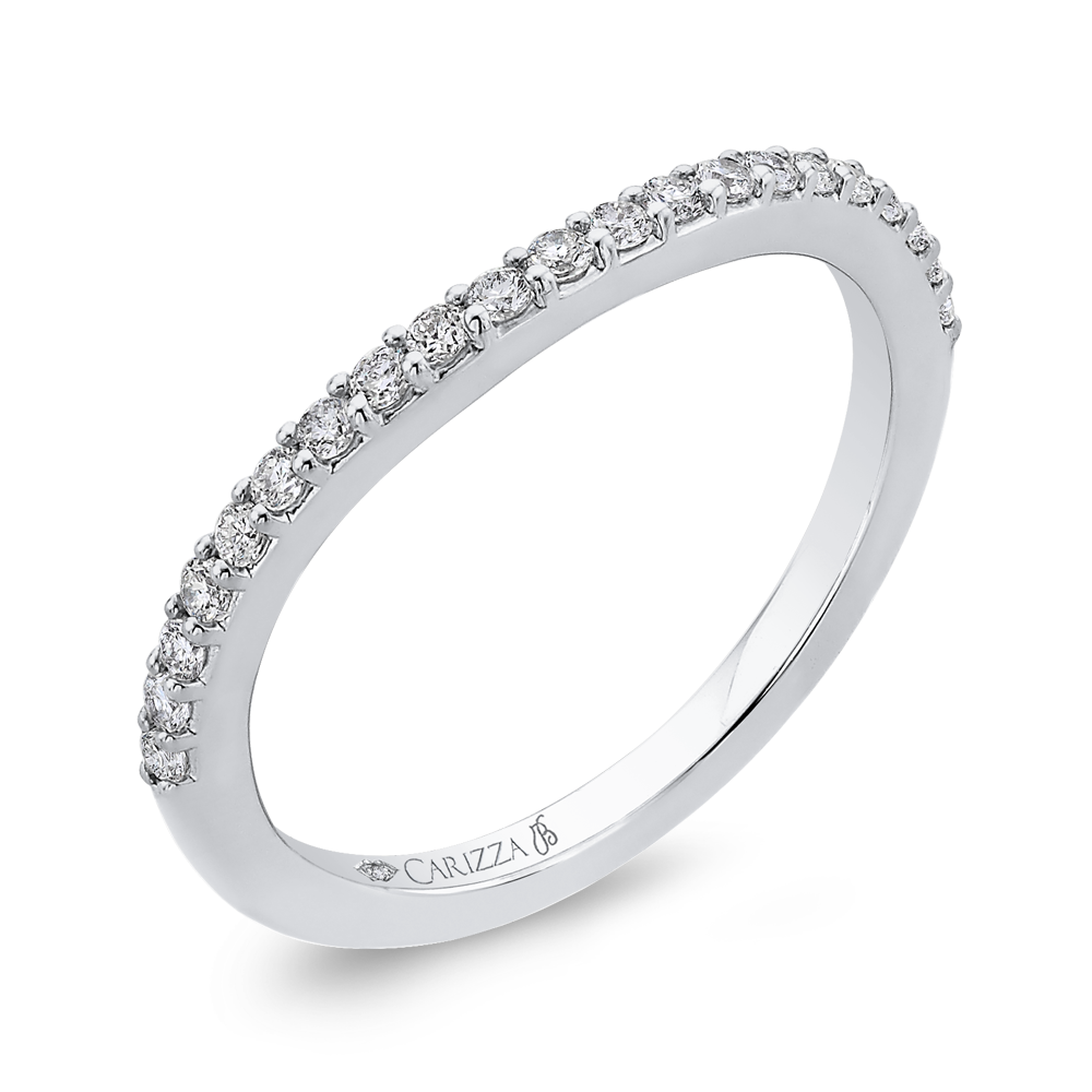 Round Diamond Wedding Band in 18K White Gold