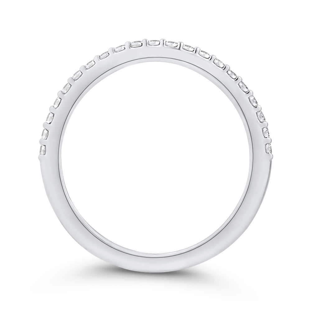 Round Diamond Wedding Band in 18K White Gold