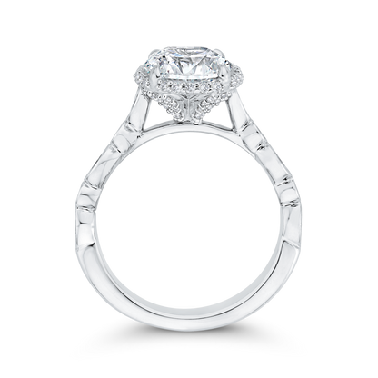 Oval Cut Diamond Halo Engagement Ring in 18K White Gold (Semi-Mount)
