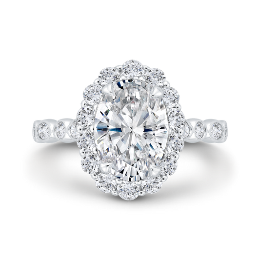 Diamond Halo Engagement Ring in 14K White Gold (Semi-Mount)