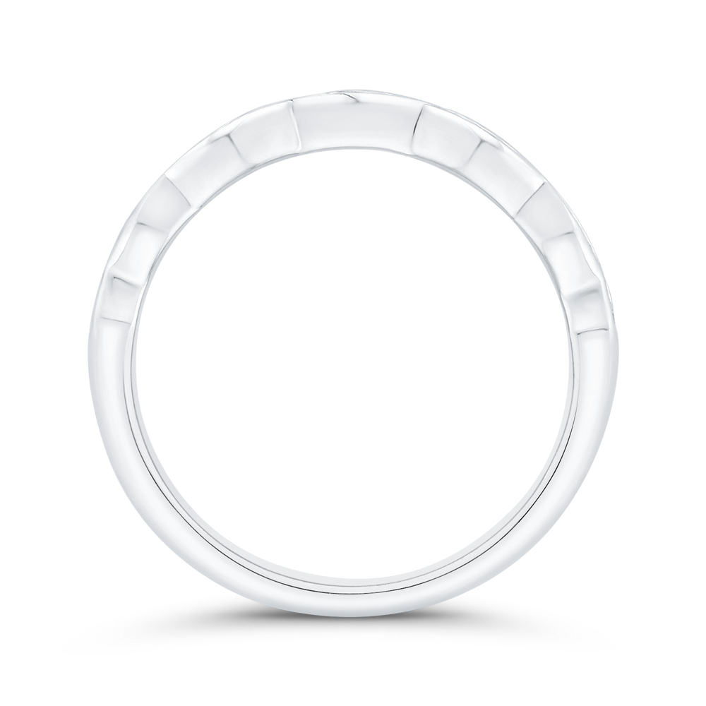 1/2 Run Round Diamond Wedding Band in 14K White Gold