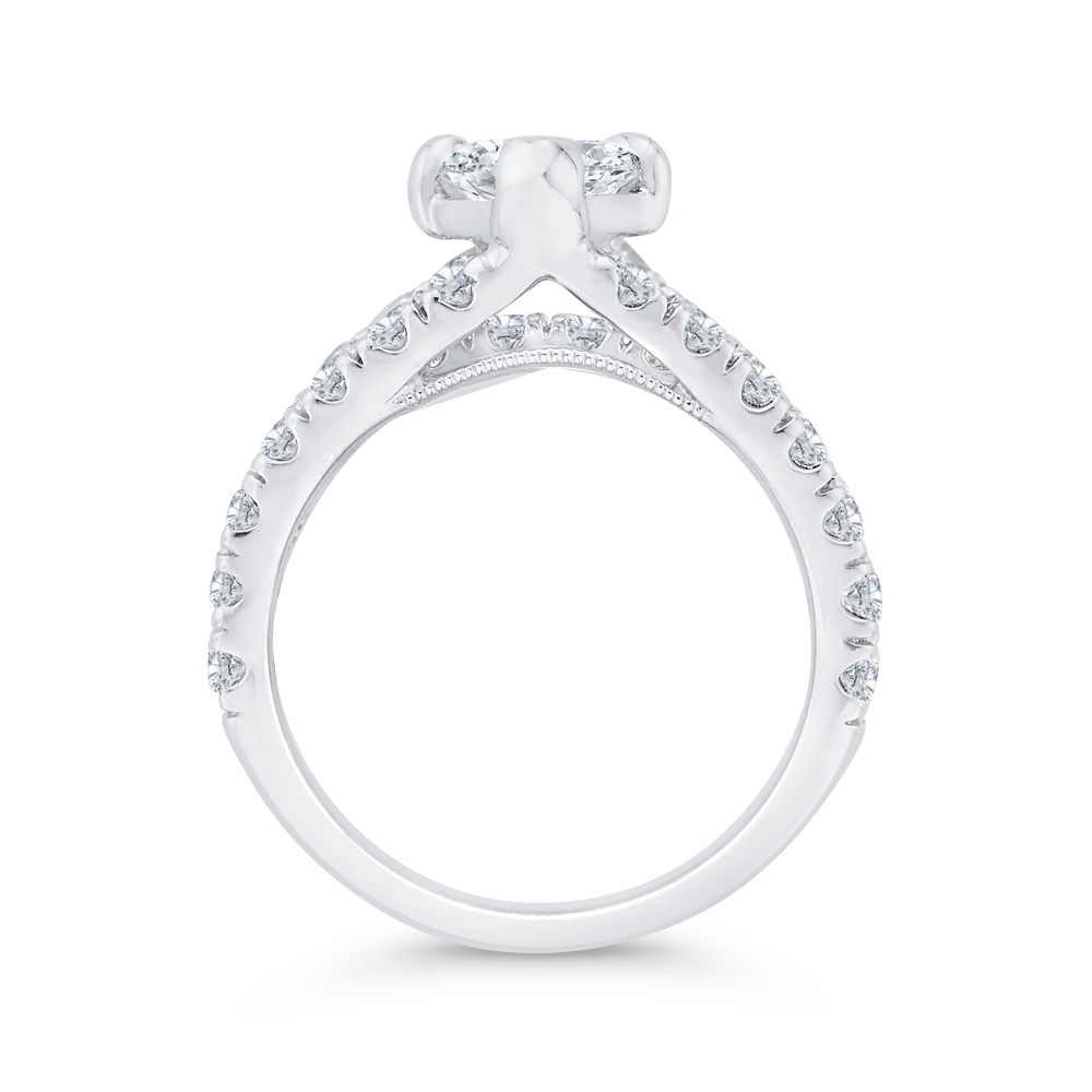 Three Row Marquise Cut Diamond Engagement Ring in 14K White Gold (Semi-Mount)