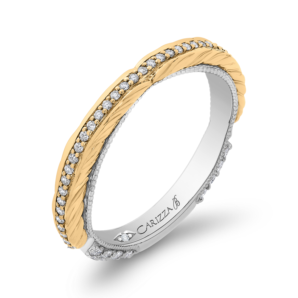 Round Diamond Wedding Band in 18K Two-Tone Gold