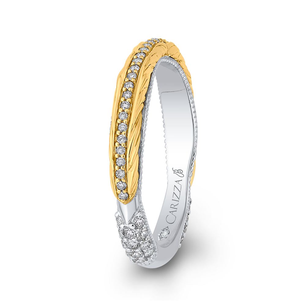 Round Diamond Wedding Band in 18K Two-Tone Gold