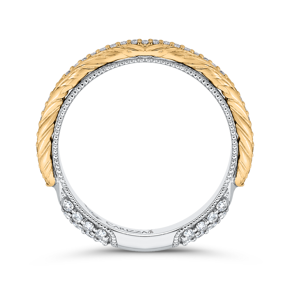 Round Diamond Wedding Band in 18K Two-Tone Gold