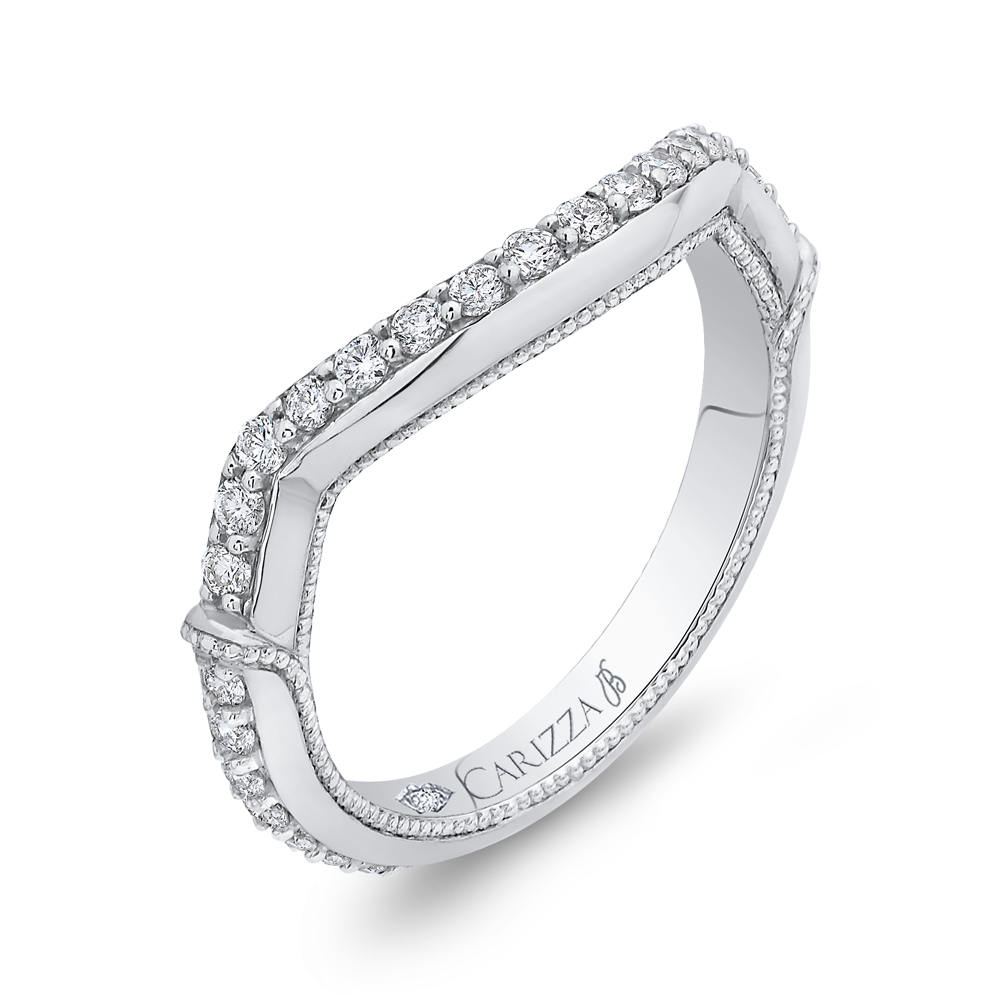 Round Diamond Wedding Band in 18K White Gold