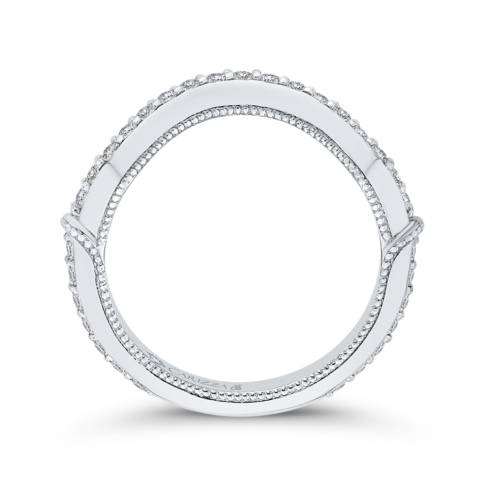 Round Diamond Wedding Band in 18K White Gold