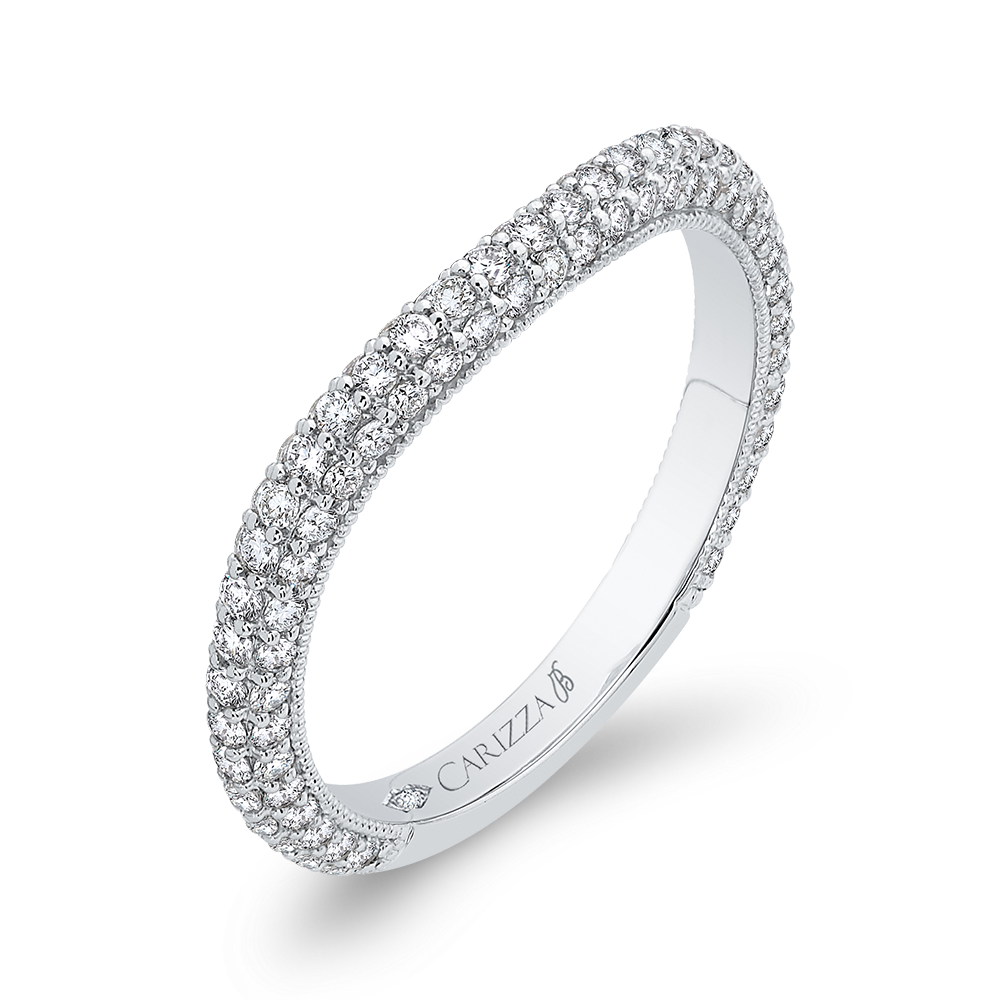 Round Diamond Wedding Band in 18K White Gold