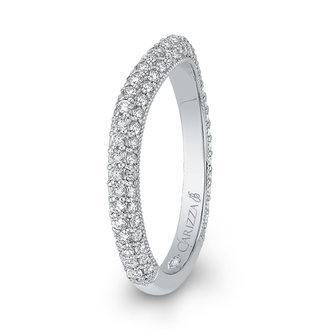 Round Diamond Wedding Band in 18K White Gold