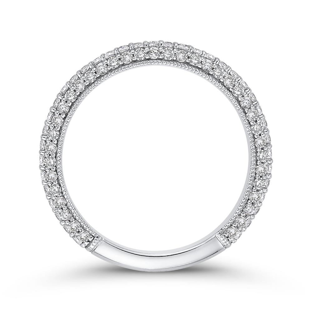 Round Diamond Wedding Band in 18K White Gold