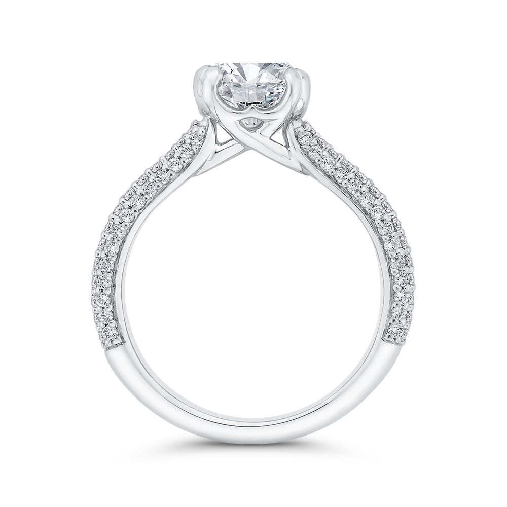 Split Shank Cushion Cut Diamond Engagement Ringin 18K White Gold (Semi-Mount)