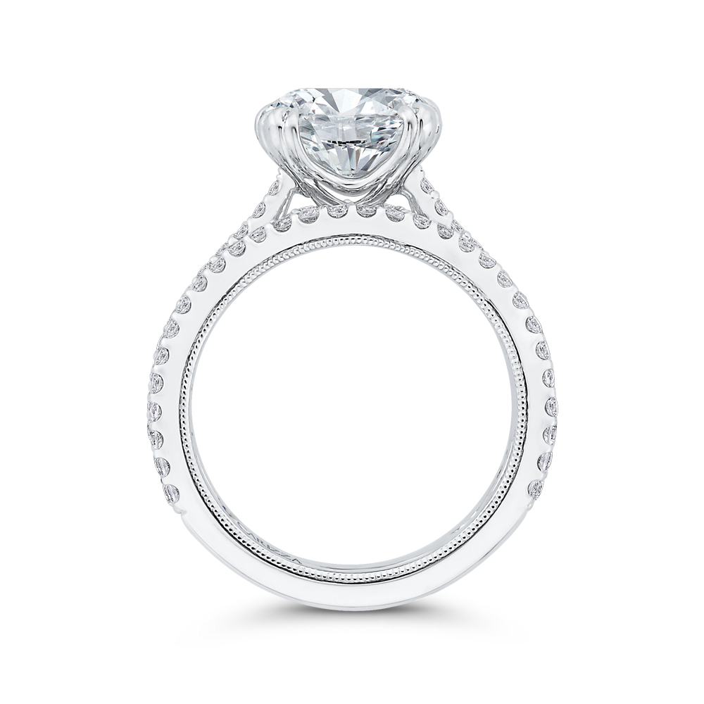 Split Shank Cushion Cut Diamond Engagement Ring in 14K White Gold (Semi-Mount)