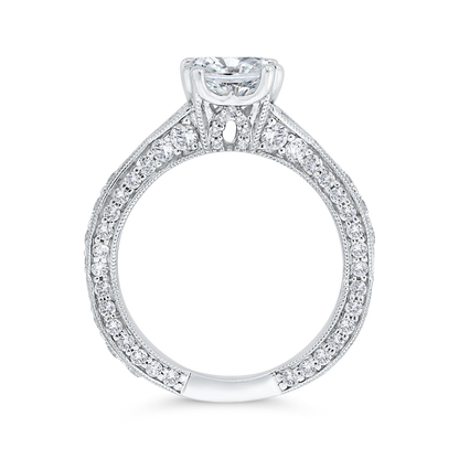 Cushion Cut Diamond Criss-Cross Engagement Ring in 14K White Gold (Semi-Mount)