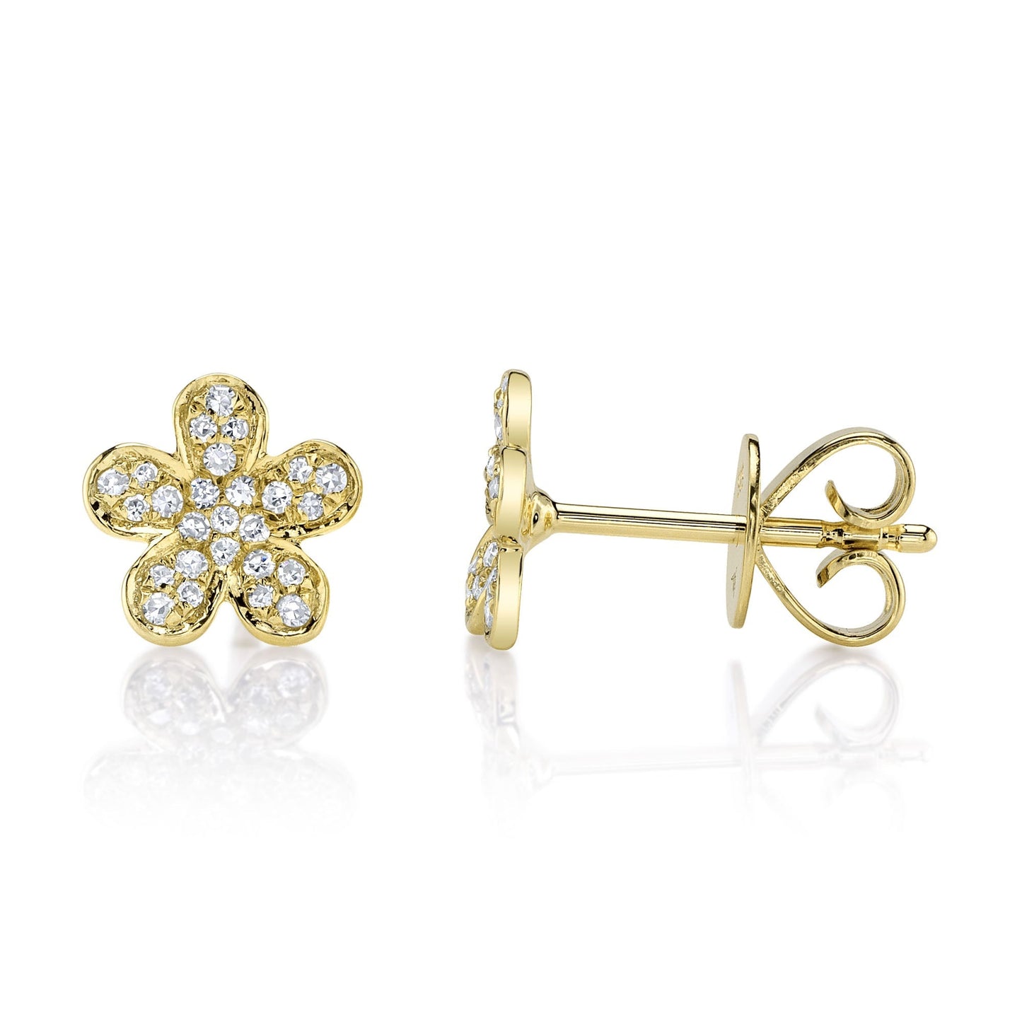 0.16CT 14K Y/G DIAMOND FLOWER STUD EARRING