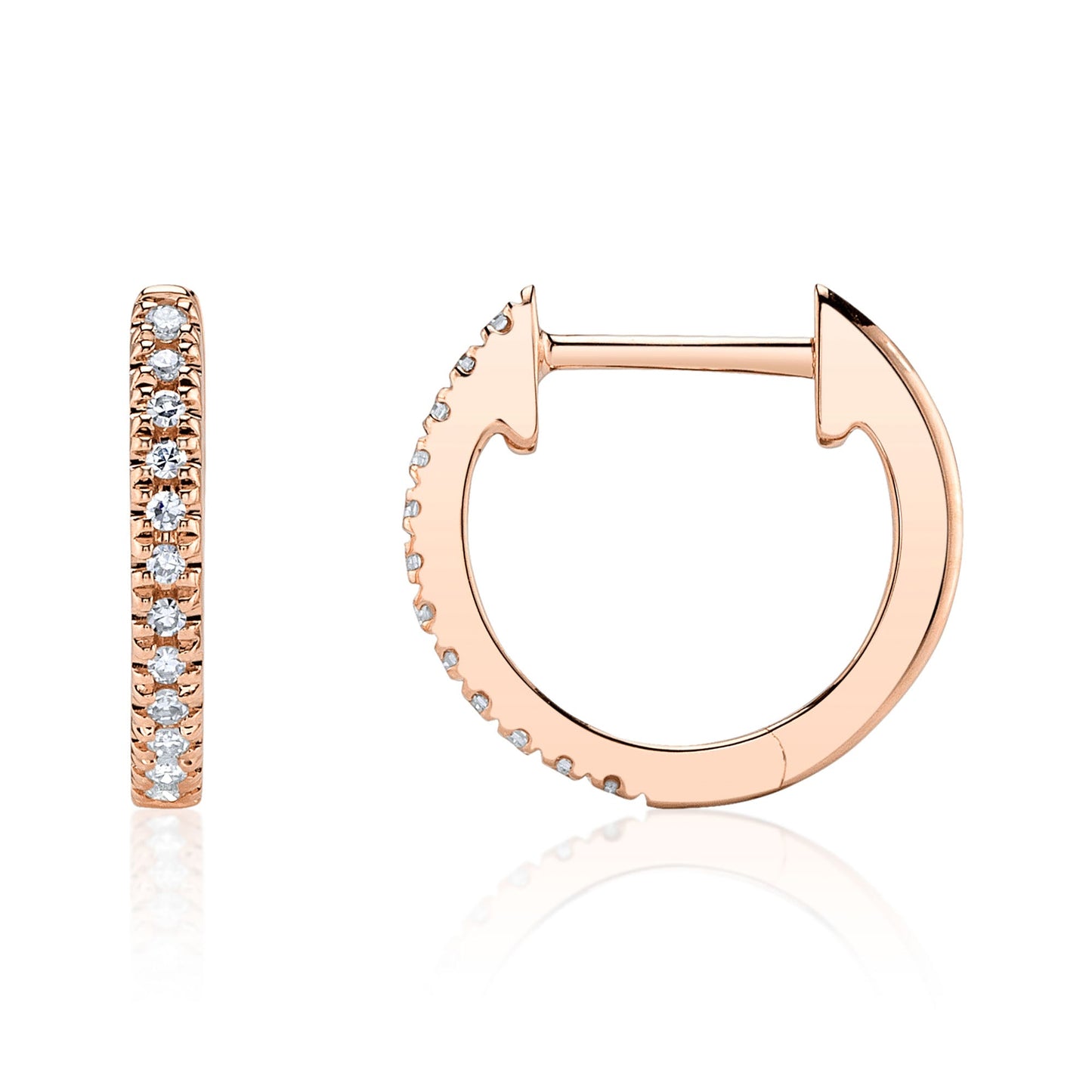 0.07CT 14K R/G DIAMOND HUGGIE EARRING